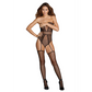 Strapless Teddy Bodystocking met Visnet en Geometrische Patronen - One Size Zwart