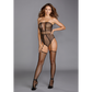 Strapless Teddy Bodystocking met Visnet en Geometrische Patronen - One Size Zwart