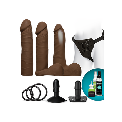 Doc Johnson Vac-U-Lock Dual Density ULTRASKYN Dildo Set - 20 cm, 18 cm & 18 cm - Zwart Harnas