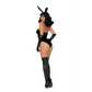 Bad Girl Bunny Kostuum Fluweel en Faux Leder - Zwart