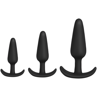 'Tush Trainer 3-Delige Silicone Butt Plug Set - Zwart'