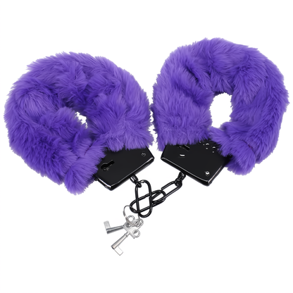 Fluffy Bondage Boeien met Faux Bont - Paars