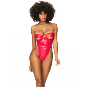 Teddy L Vinyl Bodysuit - Vurig Rood