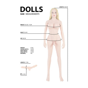 3Shots Genderneutrale Realistische Sekspop Sam met Verwarmingselement - Huidkleurig - EroticToyzVrouwelijkDolls by Shots