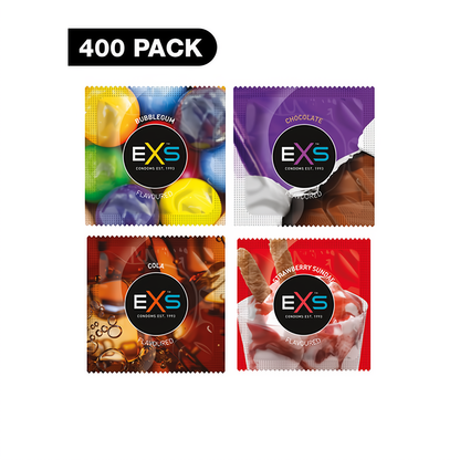 EXS Mix Smaken Condooms - 400 Stuks - Chocolade, Aardbei, Cola & Kauwgom