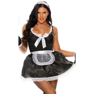 'Sexy French Maid Peek-a-Boo Kostuum XS/S - Zwart'