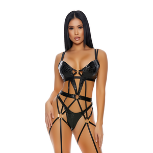 BoxSexy Cheetah Faux Leren Bustier Set - Large