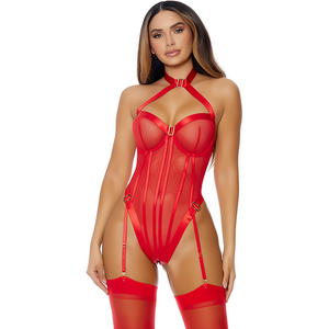 Gold Status Luxe Mesh Teddy - Zwart/Satijn S