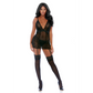 Feline Frisky Chemise Set met Kousenbanden en Panty - XL