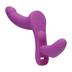 'SU Double Take StrapOn Harnas Met Dubbele Dildo - Zwart'