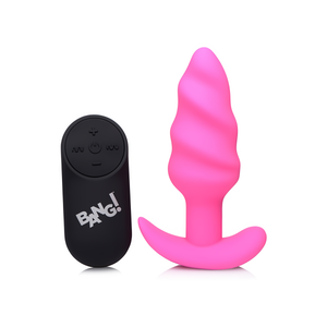 'Vibrating Silicone Swirl Butt Plug met Afstandsbediening - Zwart'