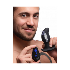 'Silicone Prostaat Massager met Vibratie en E-Stim + Afstandsbediening - Zwart'