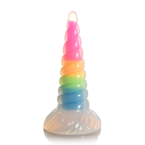 UniGlow Glow-in-the-Dark Dildo met Zuignap - Regenboog 19,6 cm