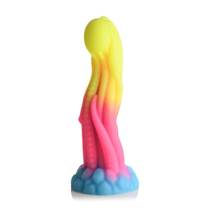 Tenta Glow Fantasy Dildo 21,6 cm - Glow-in-the-Dark Silicone - Blauw/Roze/Geel