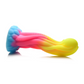 Tenta Glow Fantasy Dildo 21,6 cm - Glow-in-the-Dark Silicone - Blauw/Roze/Geel