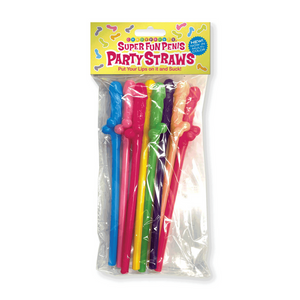 Super Fun Penis  Multicolor Penis Straws  8 Pack