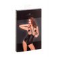 Noir Handmade Wetlook Body met Multistraps en Open Buste - Zwart