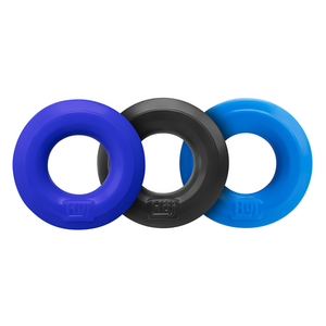 'Huj3 Cock Ring Set - 3 stuks - Tar, Cobalt, Aqua'