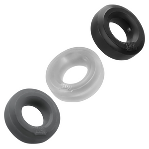 Huj3 Plus+ Silicone Cock Ring Set 3-pack - Tar/Ice/Stone