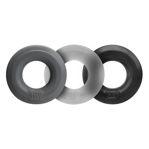 Huj3 Plus+ Silicone Cock Ring Set 3-pack - Tar/Ice/Stone