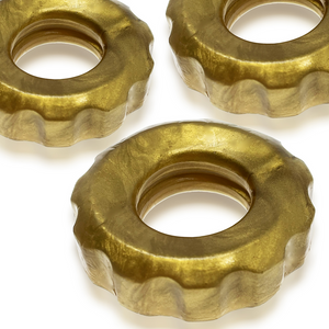 'Super Huj 3-pack Stretchy Cock Rings Met Glijmiddel Kanaal - Bronze Metallic'