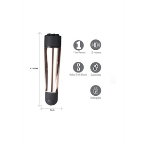 'Rose Gold Black Pocket Vibrator - 10 Snelheden & 3 Siliconen Tips'