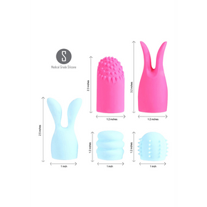 Maia Quinn Penis Sleeve Set - Siliconen Aanhangsels 5-Delig Neon Pink/Pastel Blue