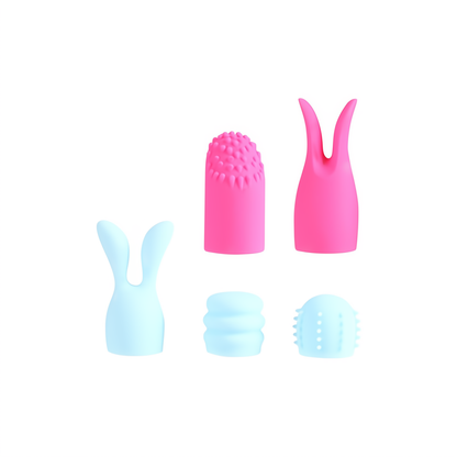 Maia Quinn Penis Sleeve Set - Siliconen Aanhangsels 5-Delig Neon Pink/Pastel Blue