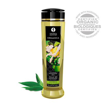 'Organica Massageolie Groene Thee 240 ml - Eetbaar en Sensueel'