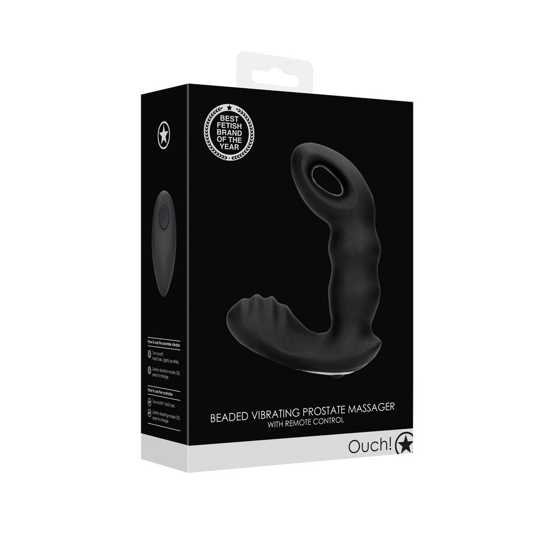 Beaded Vibrating Prostate Massager with Remote Control - Black - EroticToyzProducten,Toys,Anaal Toys,Prostaatstimulatoren,,MannelijkOuch! by Shots