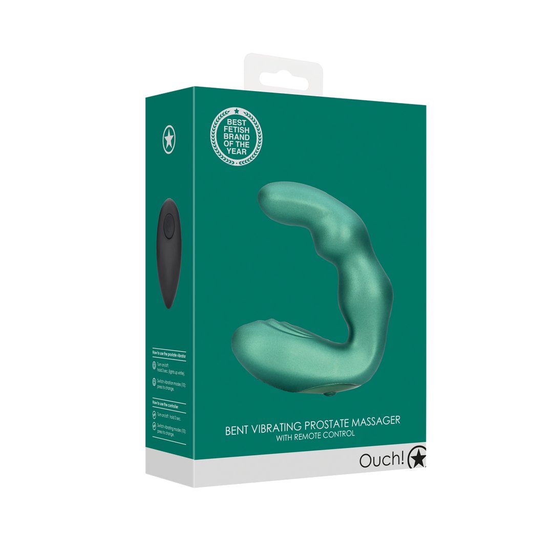 Bent Vibrating Prostate Massager with Remote Control - Metallic Green - EroticToyzProducten,Toys,Anaal Toys,Prostaatstimulatoren,,MannelijkOuch! by Shots