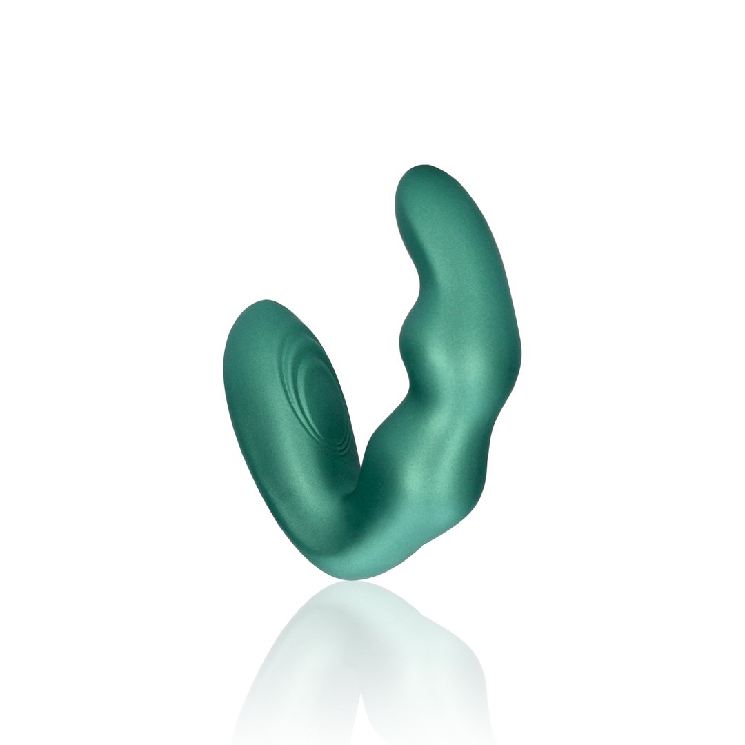 Bent Vibrating Prostate Massager with Remote Control - Metallic Green - EroticToyzProducten,Toys,Anaal Toys,Prostaatstimulatoren,,MannelijkOuch! by Shots
