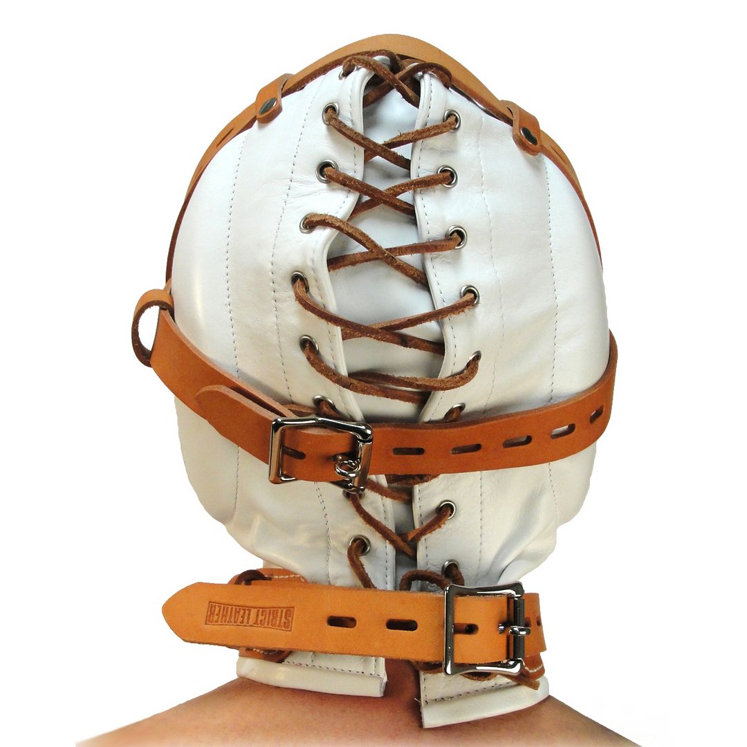 Bondage Lederen Hood voor Sensorische Deprivatie - Wit (M/L) - EroticToyzGezichtsmaskerXR Brands