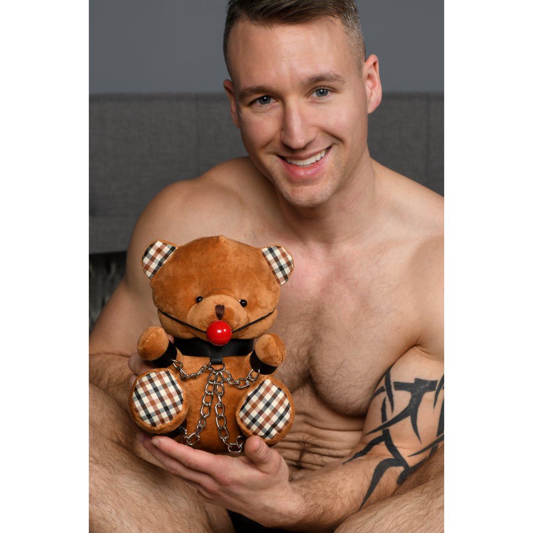 Bondage Teddybeer met Gag - Verbrand Oranje - 22 cm - EroticToyzFeestartikelenXR Brands