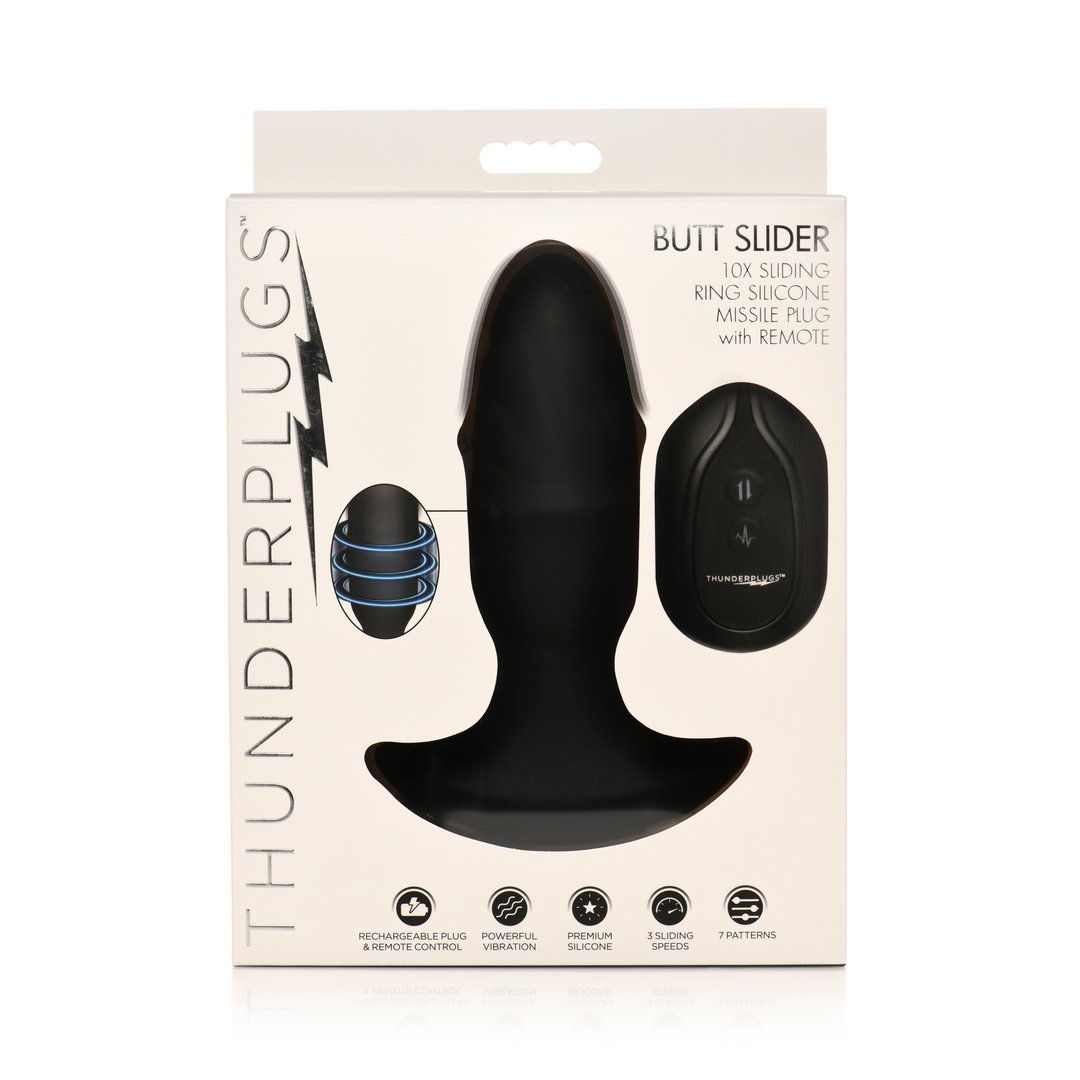 Butt Slider - Sliding Ring Silicone Missile Plug - Black - EroticToyzProducten,Toys,Anaal Toys,Buttplugs Anale Dildo's,Buttplugs Anale Dildo's Vibrerend,Nieuwe Producten,,GeslachtsneutraalXR Brands