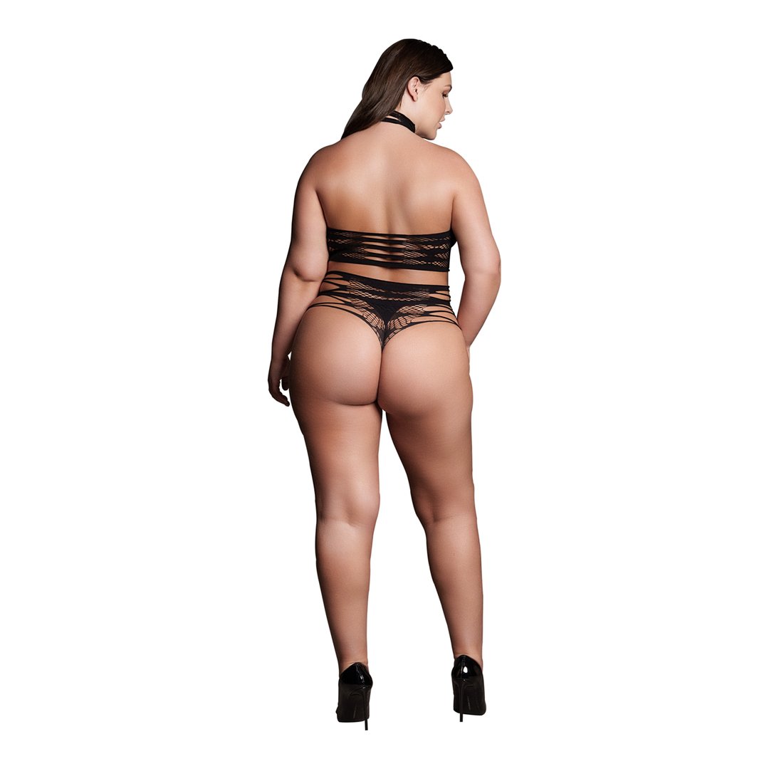 Carpo XLVI - Two Piece with Turtleneck, Crop Top and Pantie - Plus Size - EroticToyzProducten,Lingerie,Lingerie voor Haar,2 - Delige Set,Queen size,Strings en Slipjes,Topjes,,VrouwelijkLe Désir by Shots