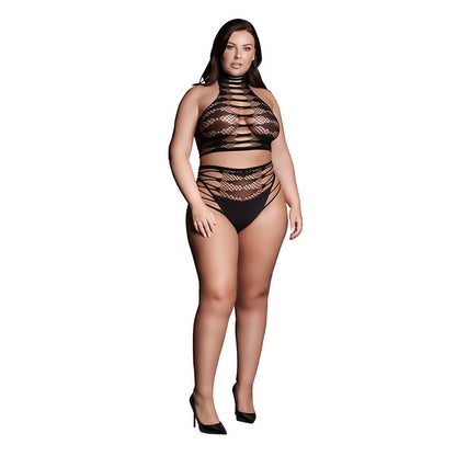 Carpo XLVI - Two Piece with Turtleneck, Crop Top and Pantie - Plus Size - EroticToyzProducten,Lingerie,Lingerie voor Haar,2 - Delige Set,Queen size,Strings en Slipjes,Topjes,,VrouwelijkLe Désir by Shots