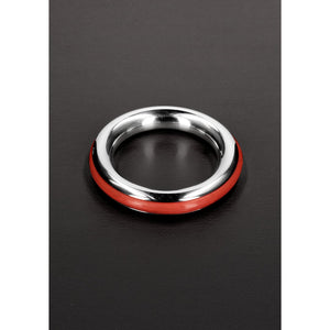 Cazzo Cockring Staal 1.8/45mm Met Siliconen Inleg - Rood - EroticToyzCockringenSteel by Shots