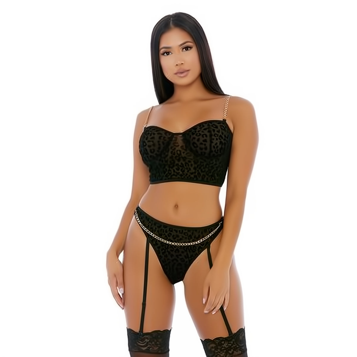 Chain Me Up - Bustier Set - L - EroticToyzProducten,Lingerie,Lingerie voor Haar,2 - Delige Set,Outlet,,VrouwelijkForplay