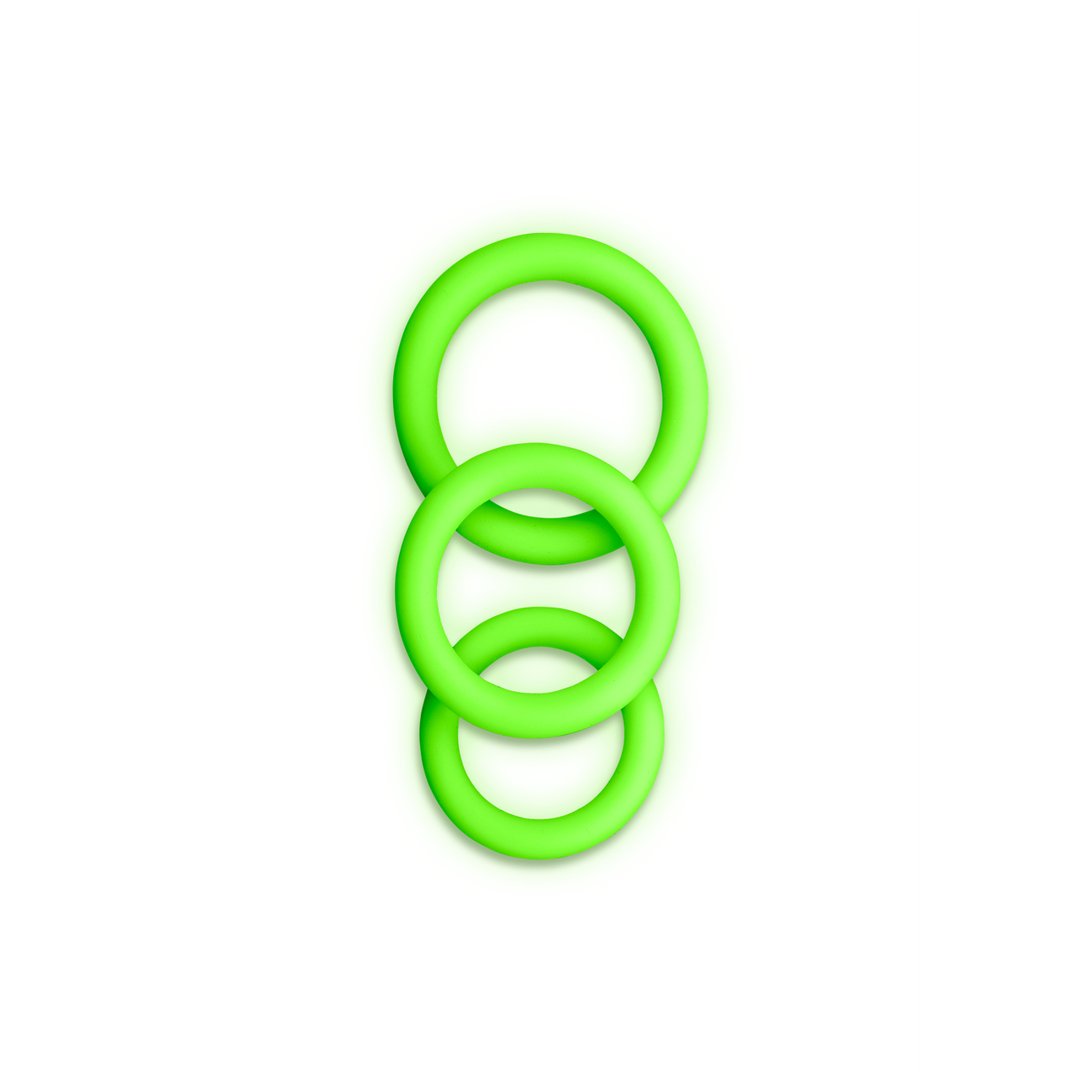 Cockring Set - Glow in the Dark - 3 Pieces - EroticToyzProducten,Toys,Toys voor Mannen,Cockringen,,MannelijkOuch! by Shots