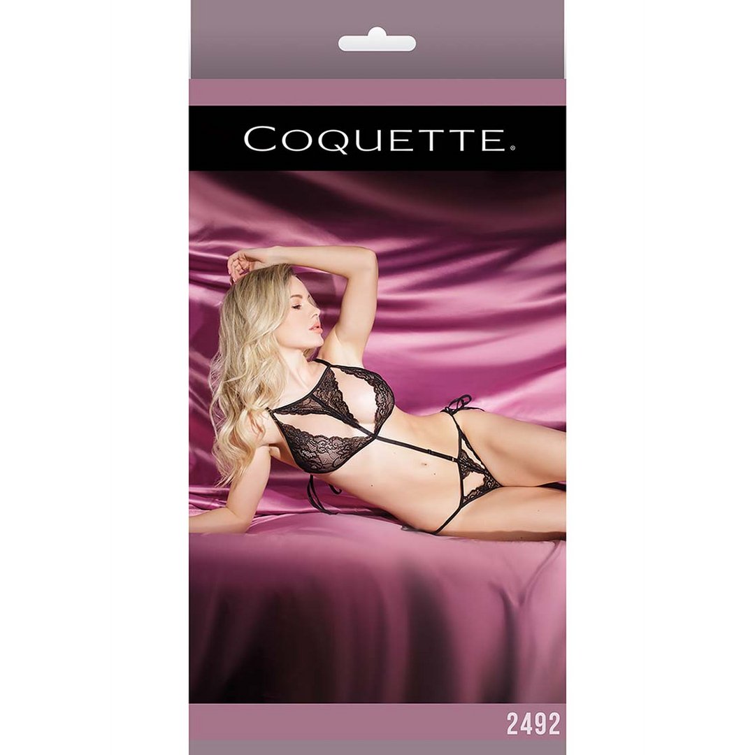 Crotchless Teddy with Side Tie and Cutouts - One Size - EroticToyzProducten,Lingerie,Lingerie voor Haar,Bodysuits Teddies,Outlet,,VrouwelijkCoquette