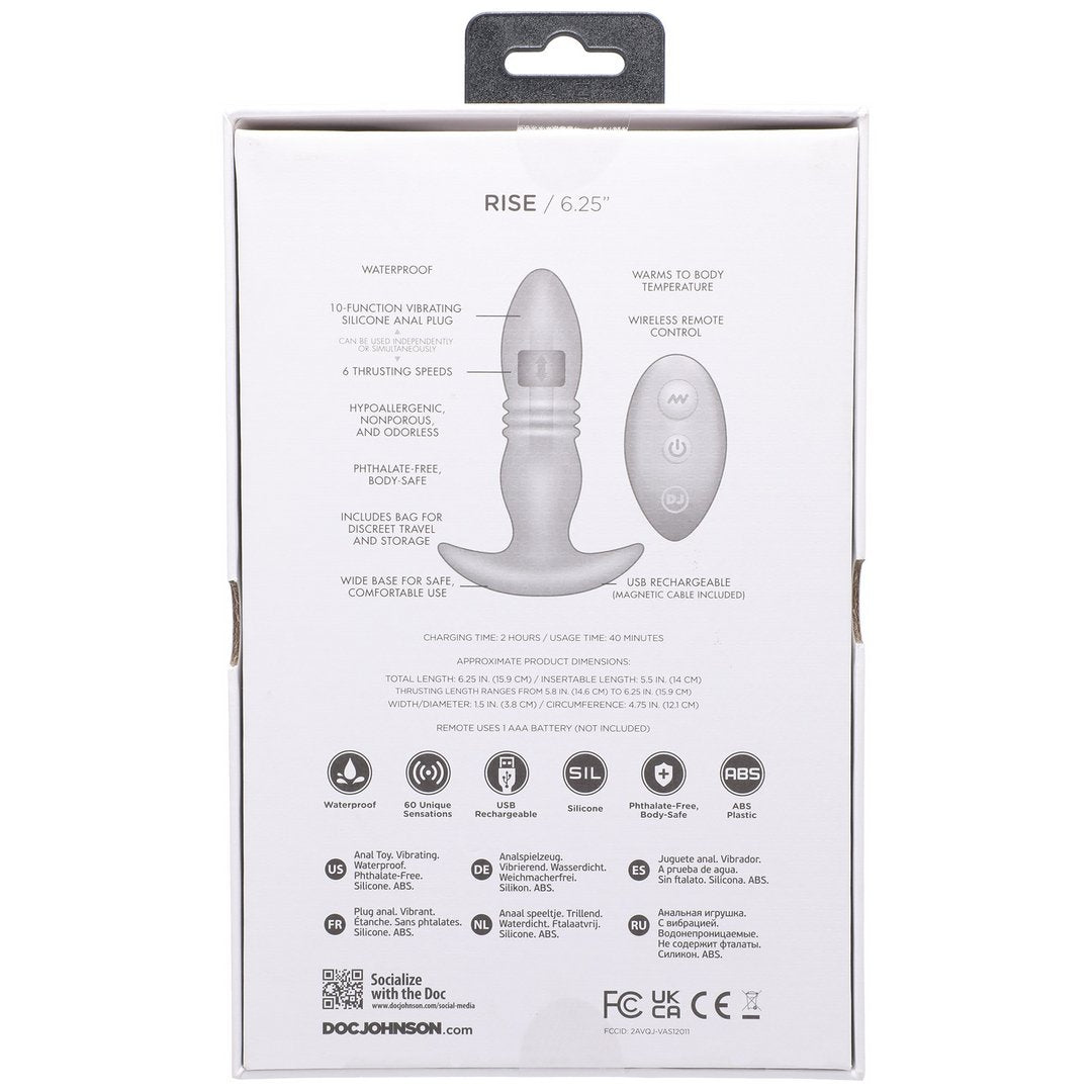 Doc Johnson A - Play RISE Siliconen Anaalplug met Afstandsbediening - Zwart - EroticToyzButtplugs Anale Dildo's VibrerendDoc Johnson