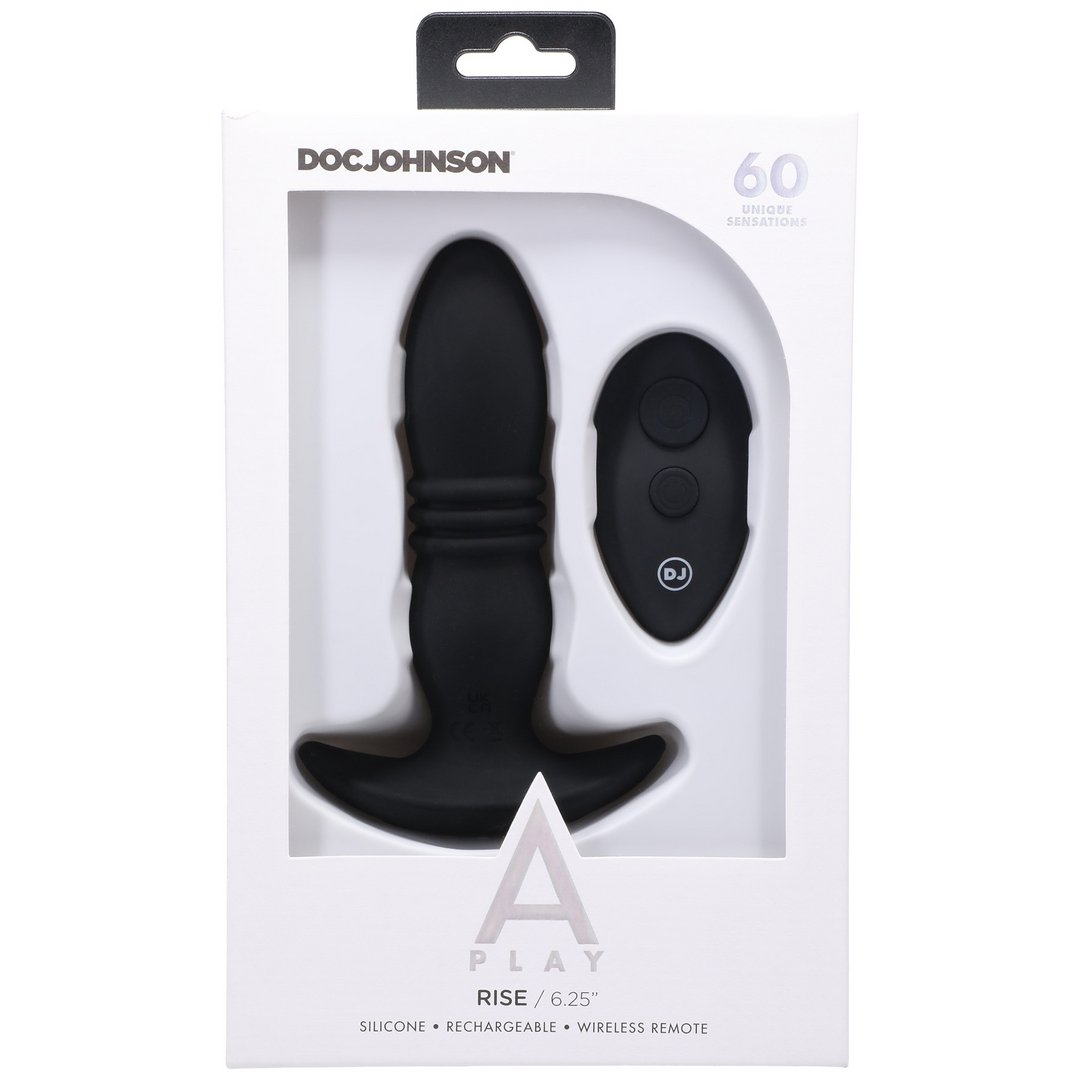 Doc Johnson A - Play RISE Siliconen Anaalplug met Afstandsbediening - Zwart - EroticToyzButtplugs Anale Dildo's VibrerendDoc Johnson