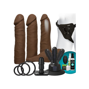 Doc Johnson Vibrating Strap - On Set Met 20 cm ULTRASKYN Opzetstukken + Afstandsbediening - Naturel - EroticToyzToy SetsDoc Johnson