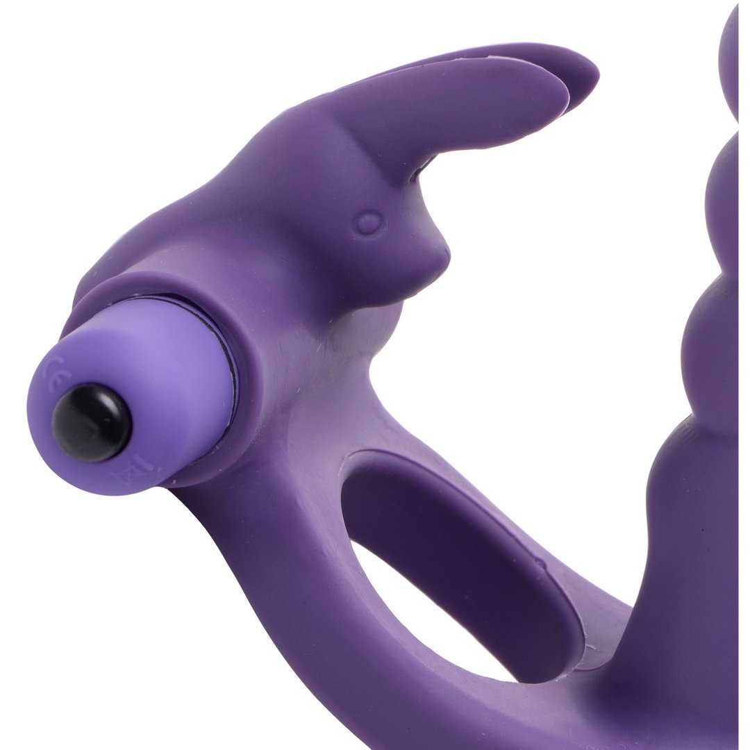 'Double Delight Rabbit Vibrator Cock Ring – 16,5 cm – Zwart' - EroticToyzRabbit VibratorsXR Brands