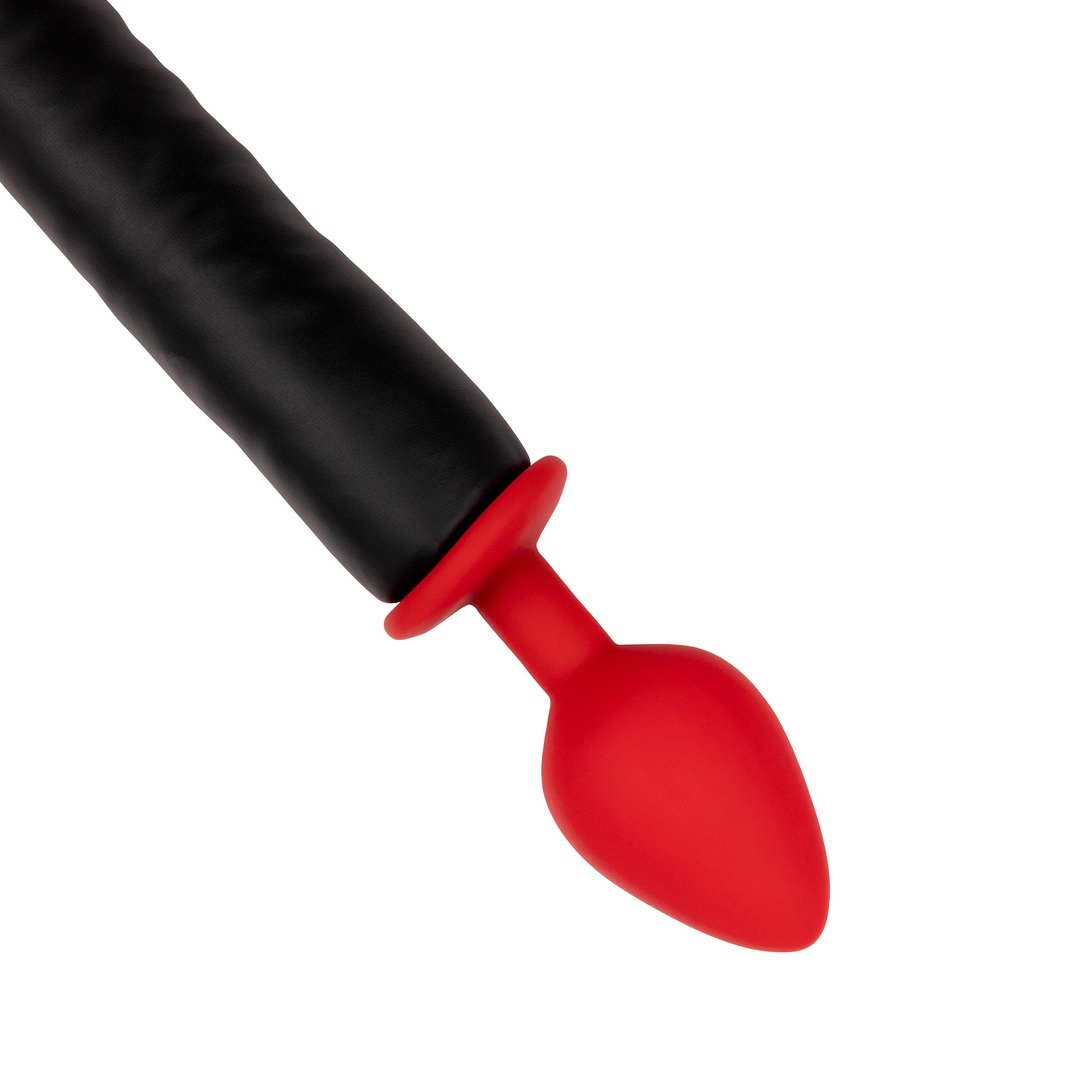 'Duivelse Siliconen Butt Plug met Leren Staart - Rood' - EroticToyzButtplugs Anale Dildo's Niet VibrerendOuch! by Shots