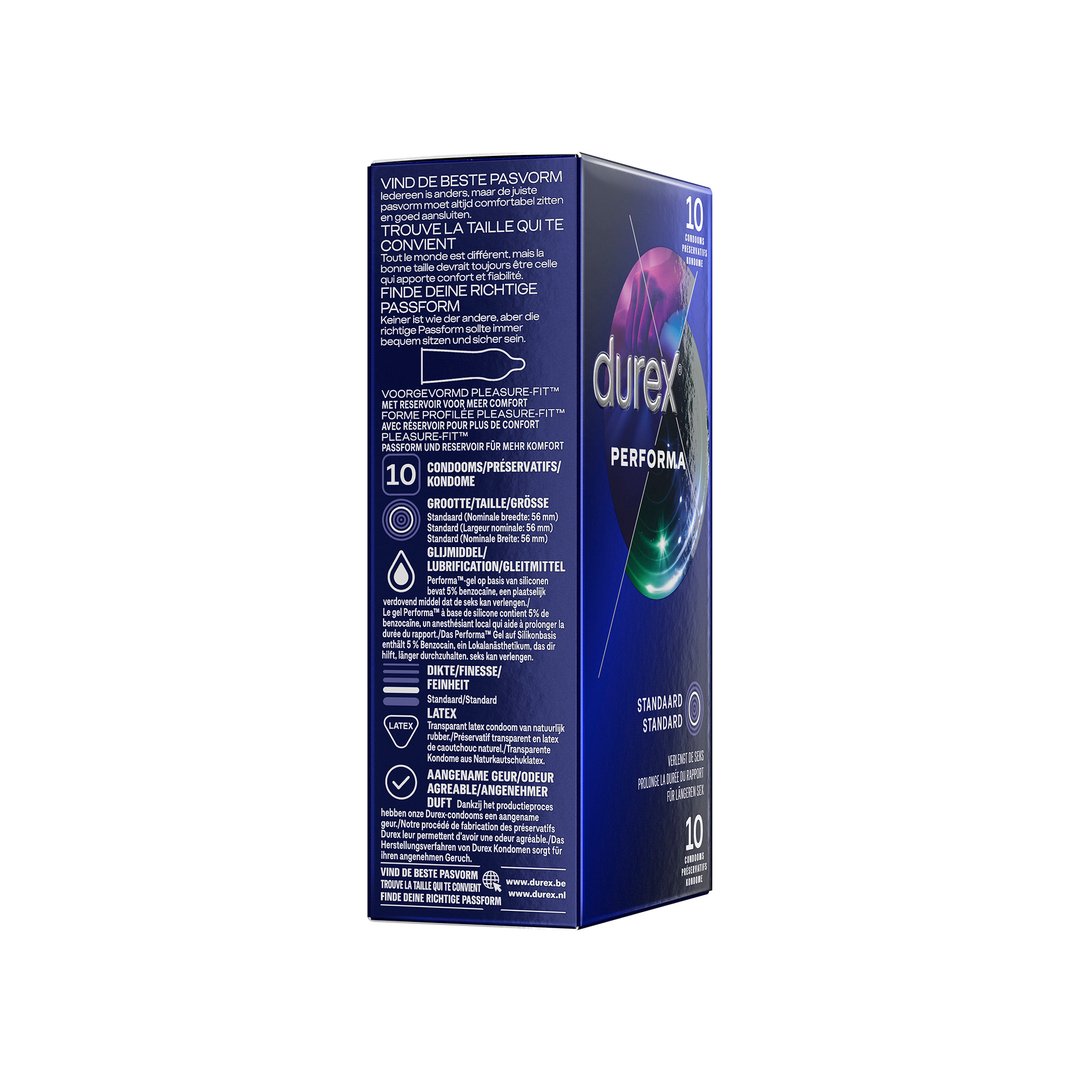 Durex Performa Condooms 10 Stuks - Vertraagd Plezier - EroticToyzCondooms voor MannenDurex