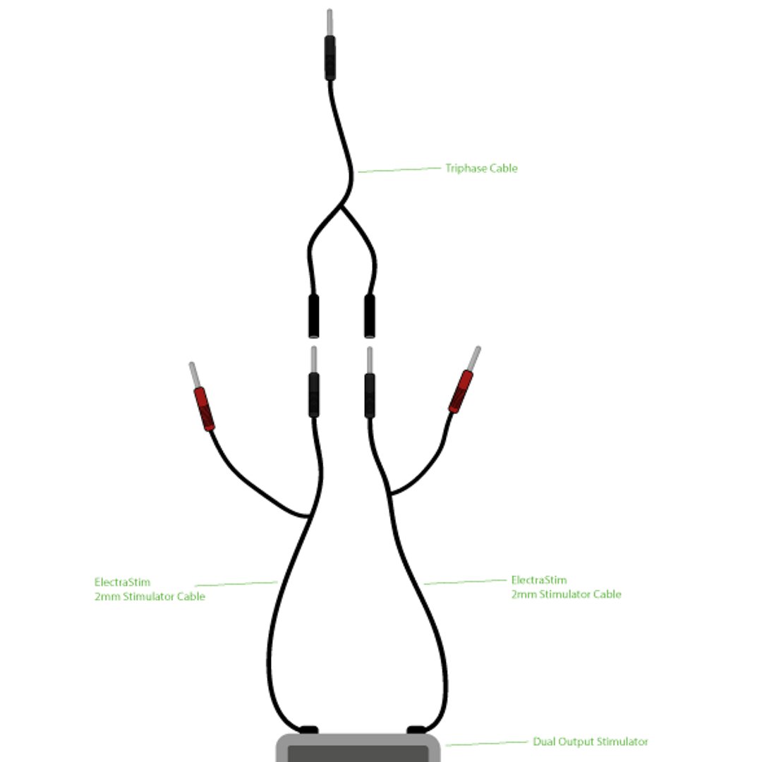 ElectraStim Threephase Combi Kabel - 3 Uitgangen - Zwart - EroticToyzAccessoriesElectraStim