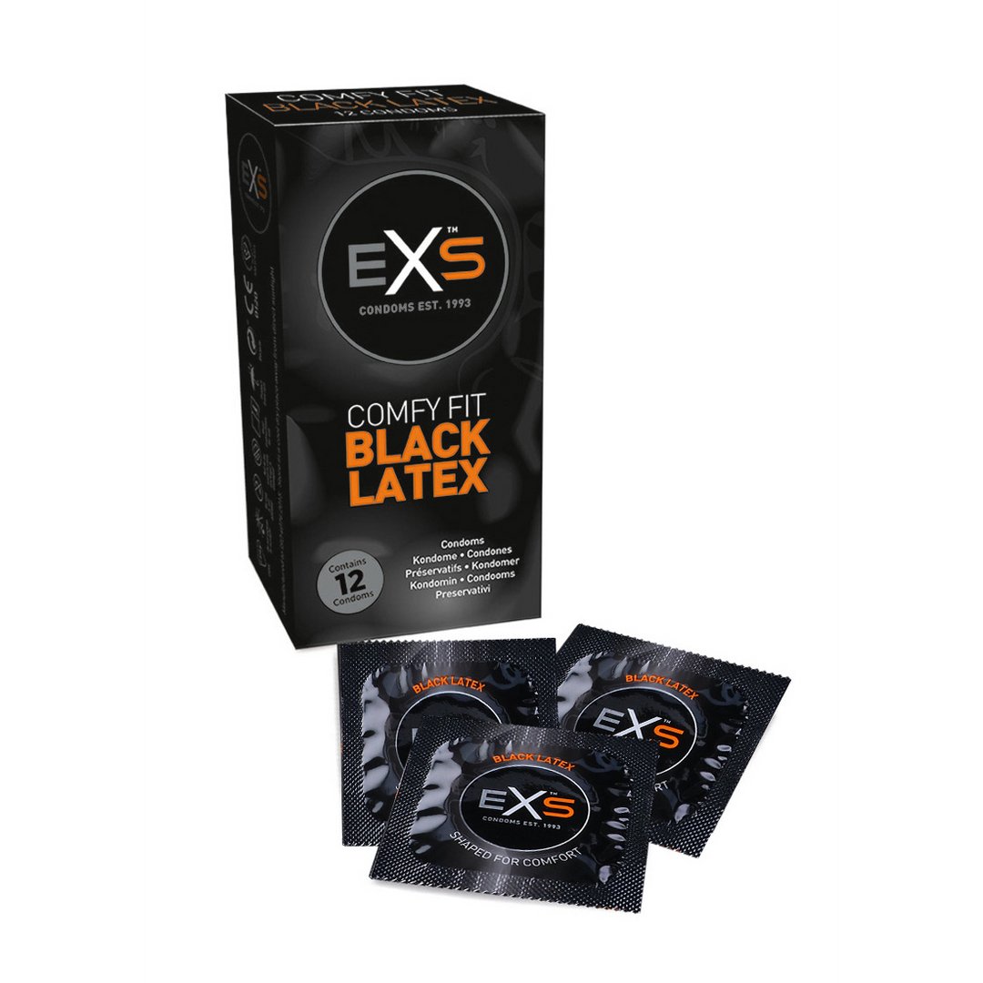 EXS Black Latex - Condoms - 12 Pieces - EroticToyzProducten,Veilige Seks, Verzorging Hulp,Veilige Seks,Condooms voor Mannen,,MannelijkEXS