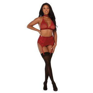 Fishnet and Lace 4 Piece Set - One Size - EroticToyzProducten,Lingerie,Lingerie voor Haar,3 - Delige Set,Outlet,,VrouwelijkDreamgirl